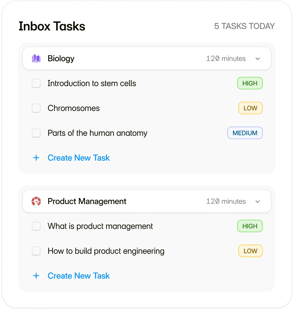 Task list interface